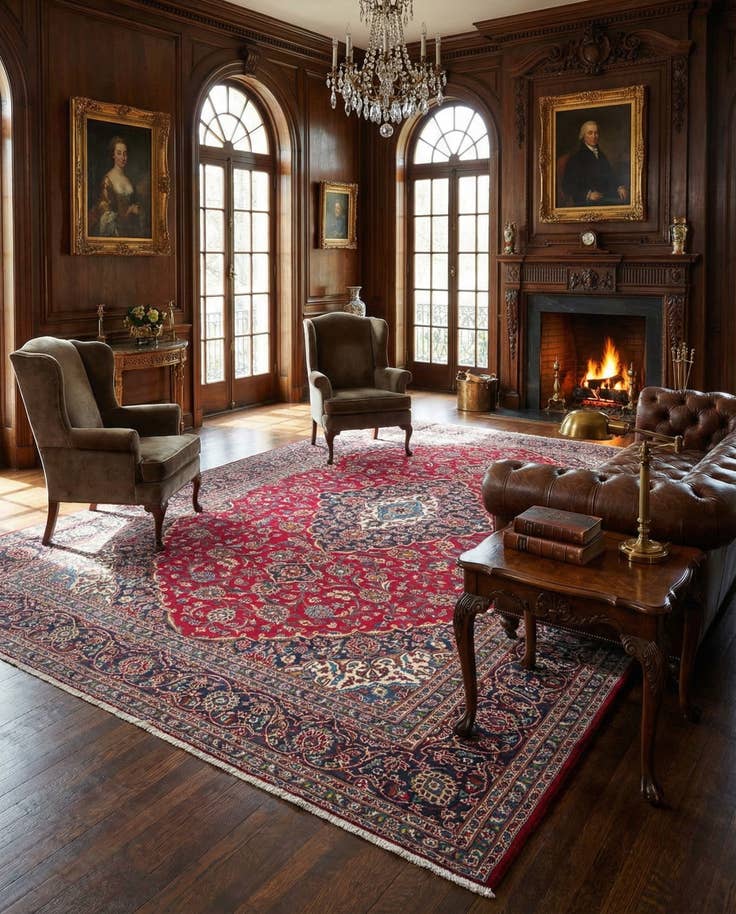 Detail image of 9' 10 x 13' 11 Kashan Wool Rug