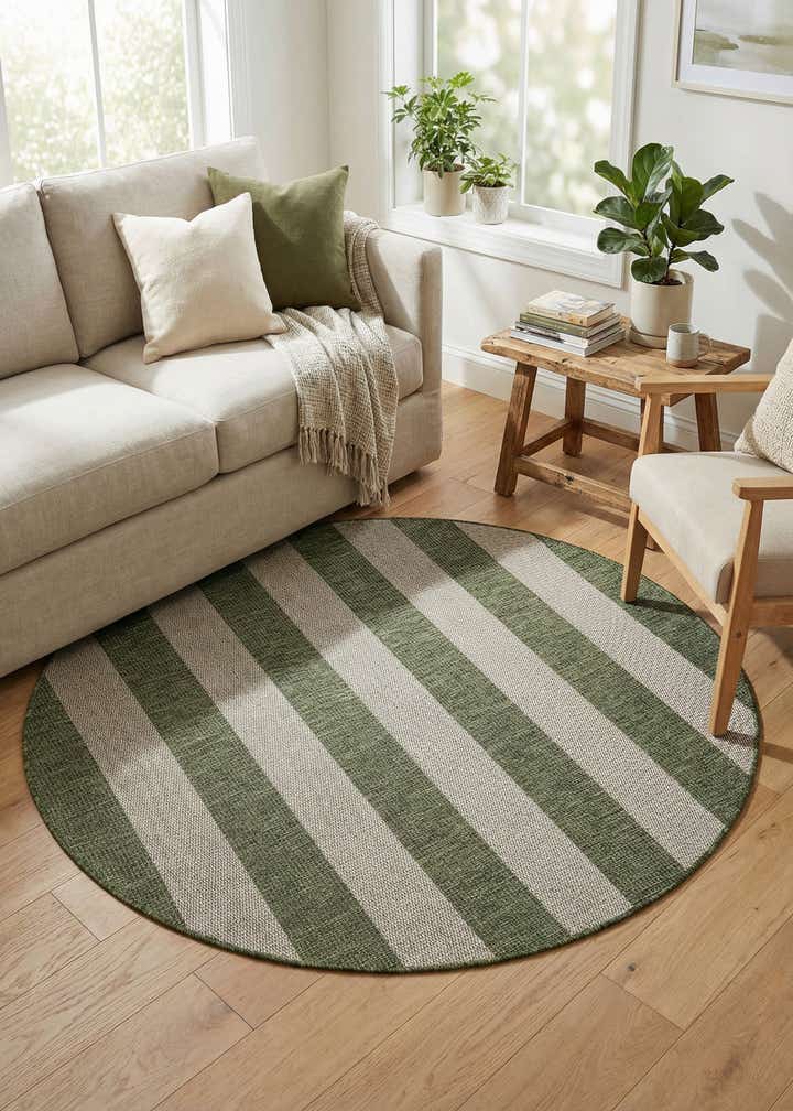 6' x 6' Easy-Clean Ribbon Indoor / Outdoor Round Rug