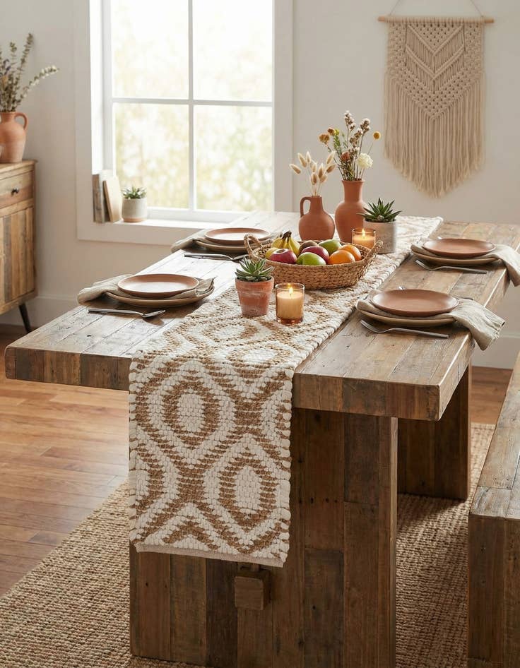 Detail image of  1' 2 x 6' 1  Hand Woven Chindi Jute Table Runner Rug