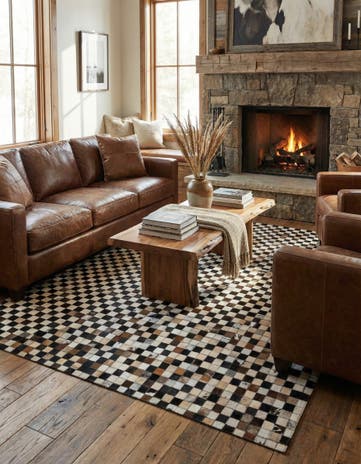 5' 2 x 7' 5 Cowhide Leather Rug