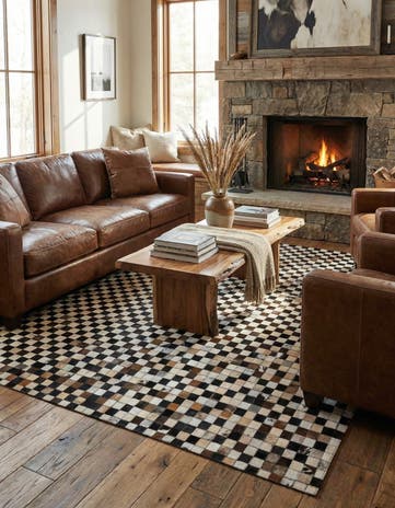 5' 2 x 7' 5 Cowhide Leather Rug