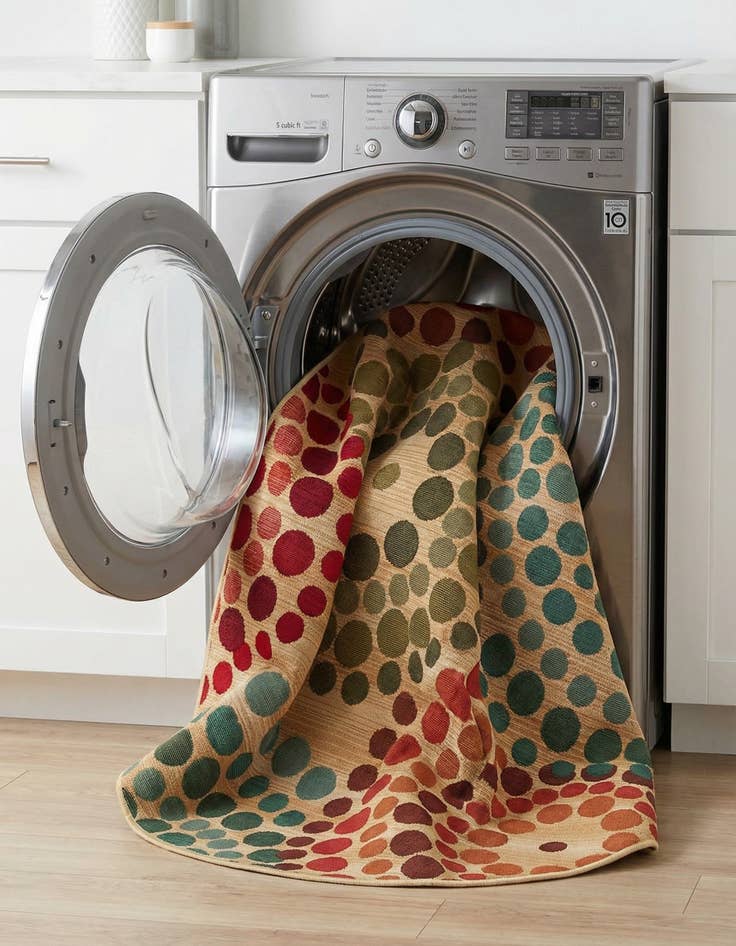 Detail image of 5' x 5'  Washable Modern Indoor / Outdoor Round Rug