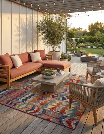 7' 10 x 7' 10 Easy-Clean Modern Indoor / Outdoor Square Rug