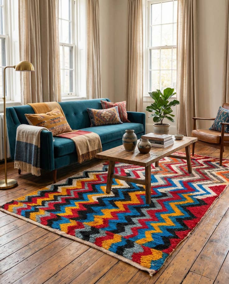Detail image of 5' 5 x 7' 7 Hand Knotted Moroccan Wool Rug