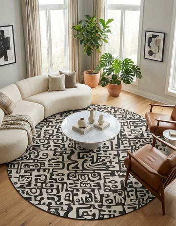 13' x 13' Easy-Clean Modern Indoor / Outdoor Round Rug
