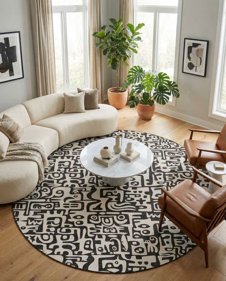 13' x 13' Easy-Clean Modern Indoor / Outdoor Round Rug