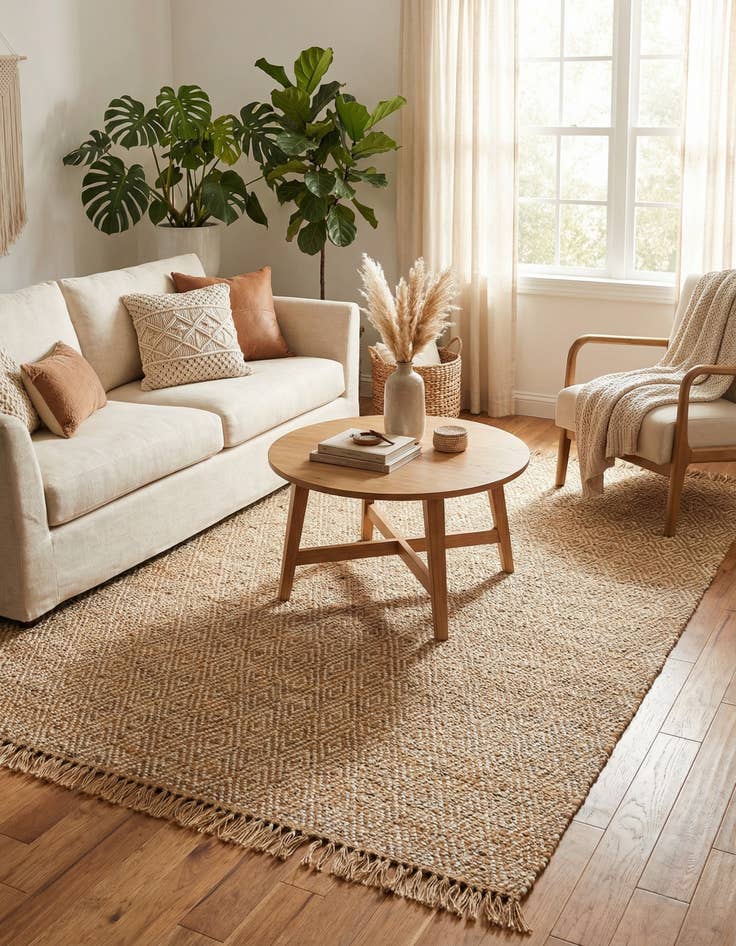 Detail image of 7' 1 x 10'  Hand Woven Braided Jute Rug