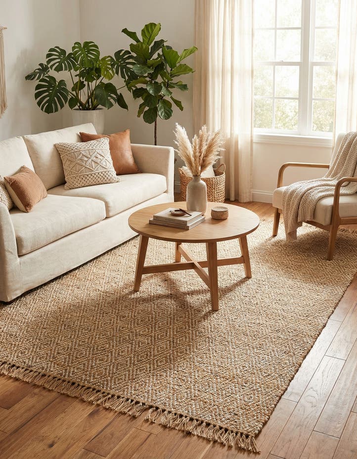 7' 1 x 10' Hand Woven Braided Jute Rug