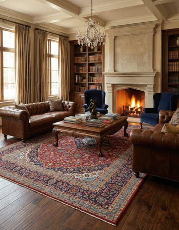 9' 7 x 13' 3 Hand Knotted Kashan Persian Wool Rug