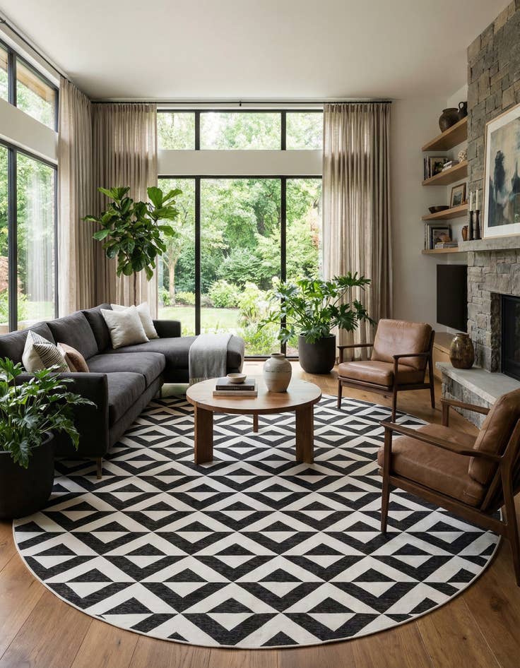 Detail image of 13' x 13'  Washable Jill Zarin Indoor / Outdoor Round Rug