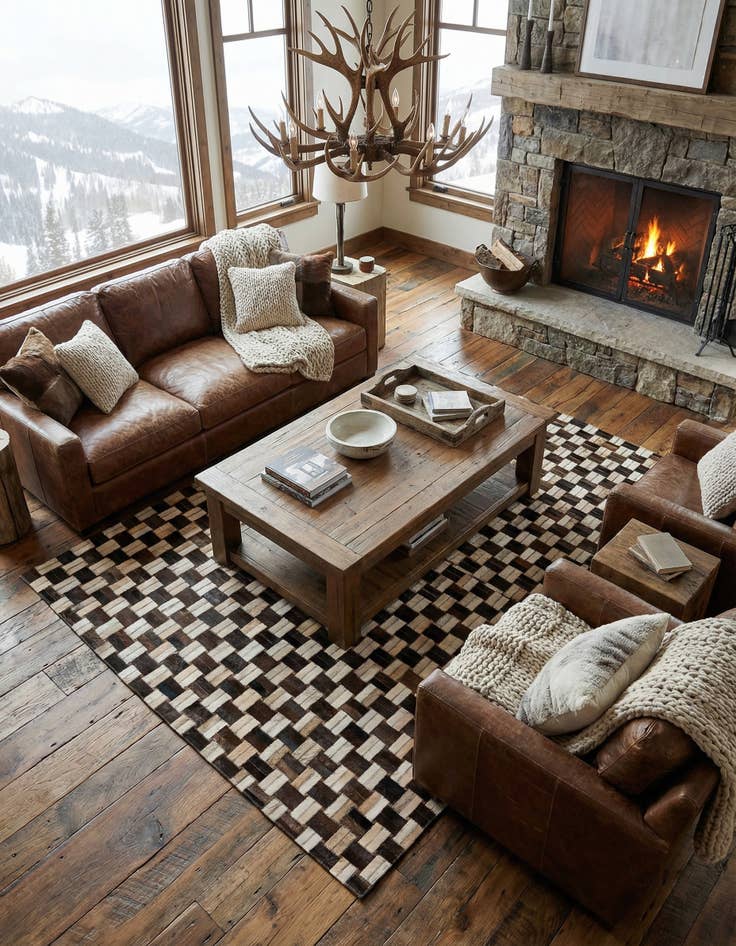 Detail image of  4' 11 x 7' 10 Cowhide - Patchwork Rug