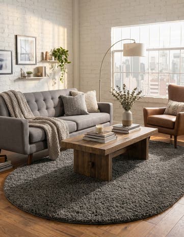 Dark Gray Everyday Shag Oval Rug