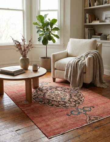 4' 1 x 5' 5 Hand Knotted Ultra Vintage Persian Wool Rug