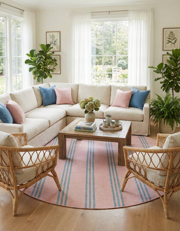 Detail image of 13' x 13'  Washable Jill Zarin Anguilla Indoor / Outdoor Round Rug