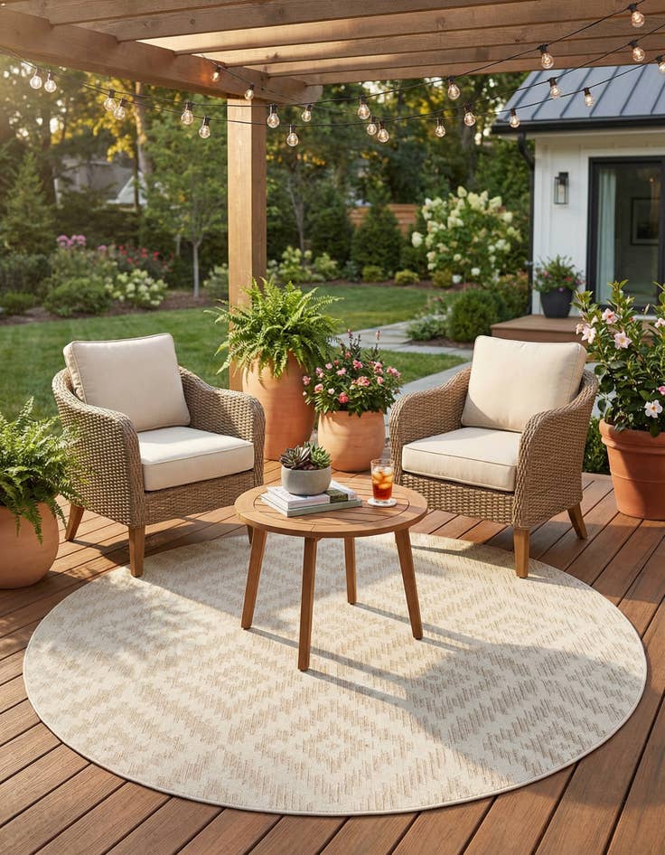 Detail image of 7' 10 x 7' 10  Washable Sabrina Soto Indoor / Outdoor Round Rug