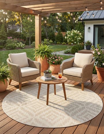 7' 10 x 7' 10 Easy-Clean Sabrina Soto Indoor / Outdoor Round Rug