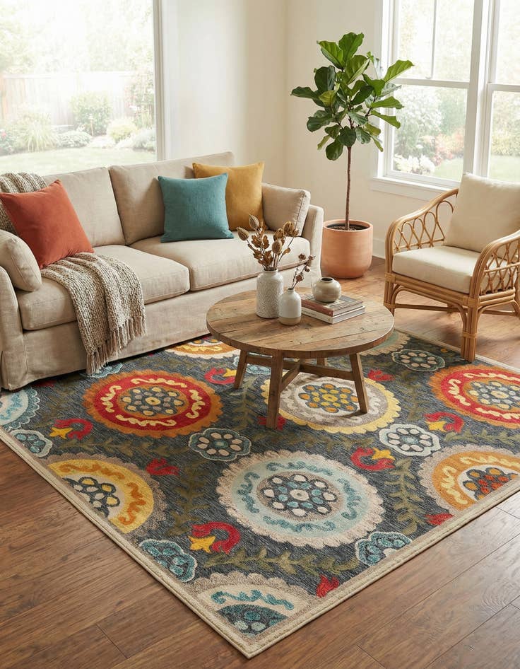 Detail image of  7' 10 x 7' 10  Washable Casablanca Indoor / Outdoor Square Rug