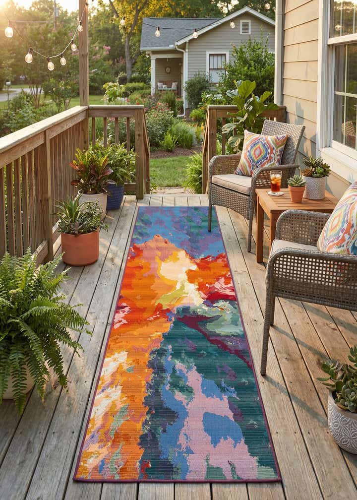 2' 7 x 12' Easy-Clean Modern Indoor / Outdoor Runner Rug