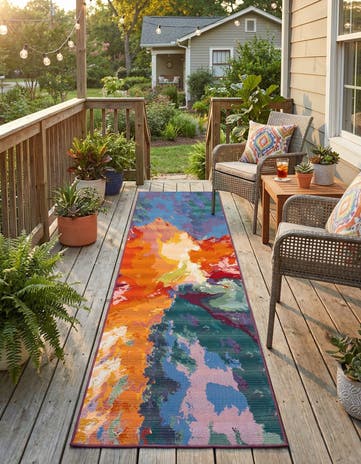 2' 7 x 12' Easy-Clean Modern Indoor / Outdoor Runner Rug