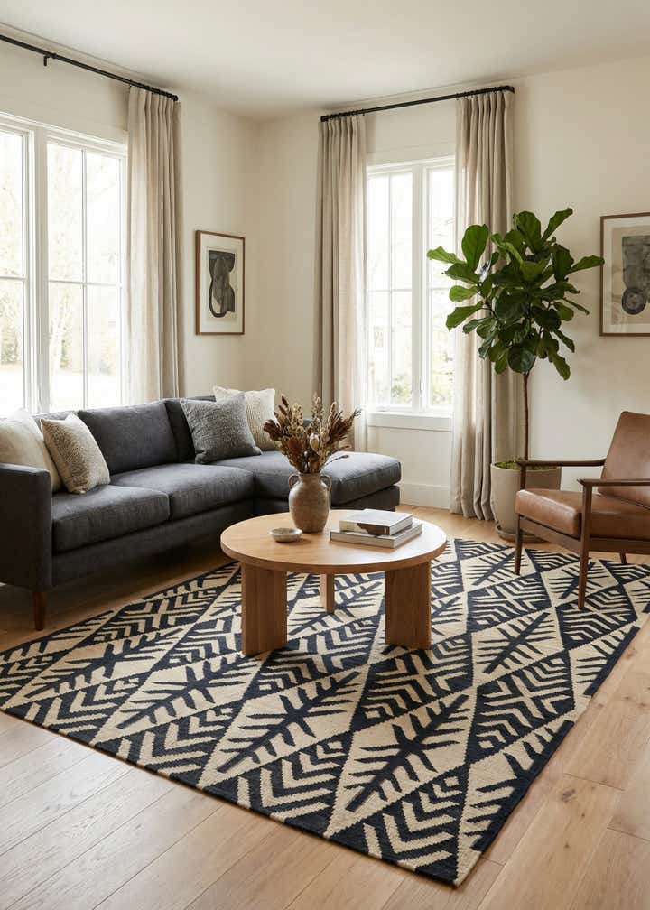 6' x 8' 6 Hand Woven Kilim Modern Wool Rug