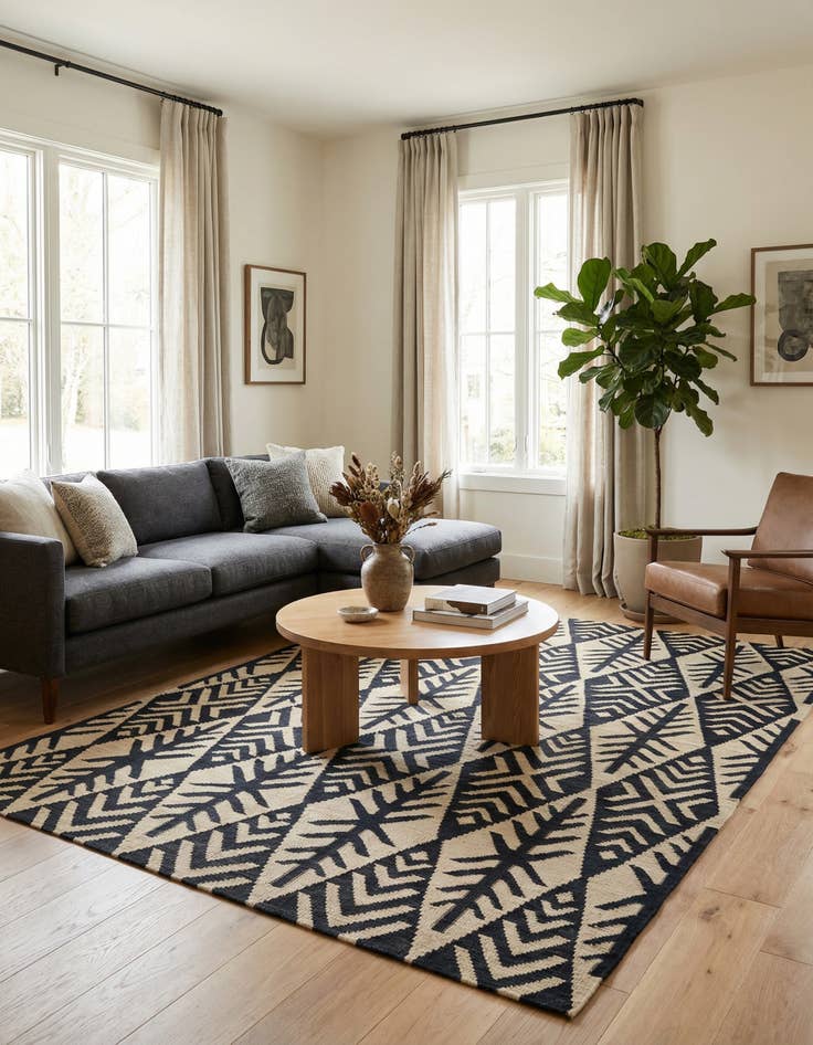 Detail image of 6' x 8' 6  Hand Woven Kilim Modern Wool Rug