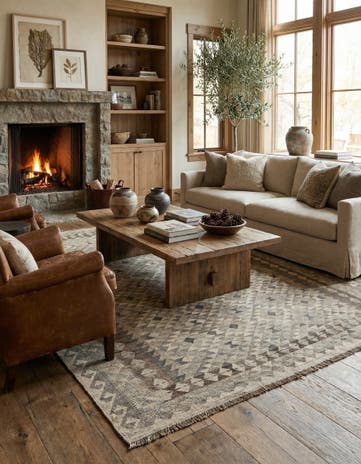 7' x 9' 11 Hand Woven Kilim Maymana Wool Rug