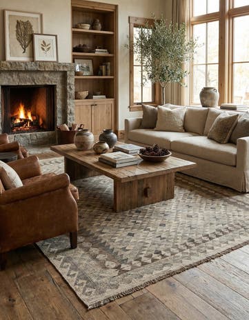 7' x 9' 11 Hand Woven Kilim Maymana Wool Rug