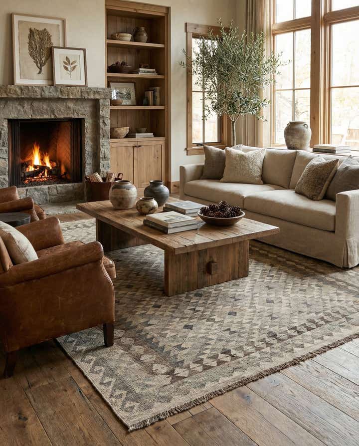 7' x 9' 11 Hand Woven Kilim Maymana Wool Rug