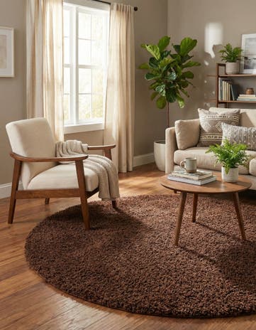 6' x 6' Solid Shag Round Rug