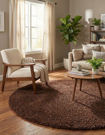6' x 6' Solid Shag Round Rug