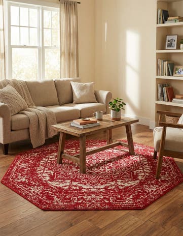 Red Arlington Octagon Rug