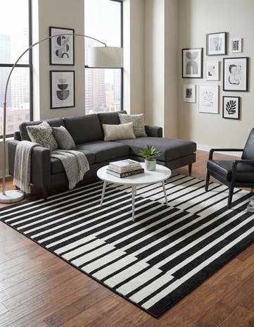 Black Oslo Square Rug