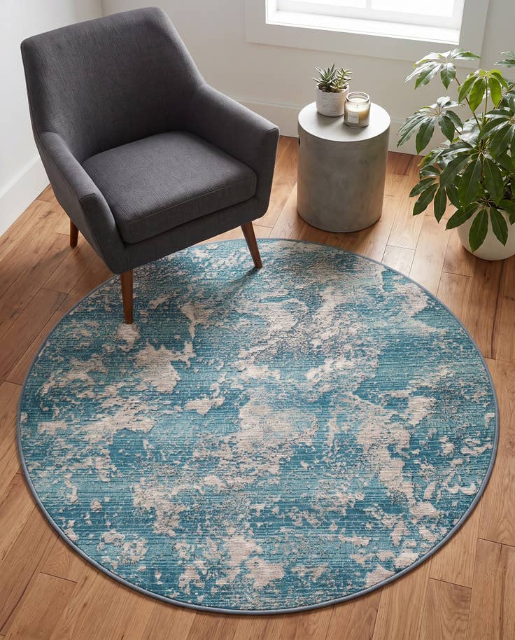 Detail image of 4' x 4' Easy-Clean Modern Indoor / Outdoor Round Rug
