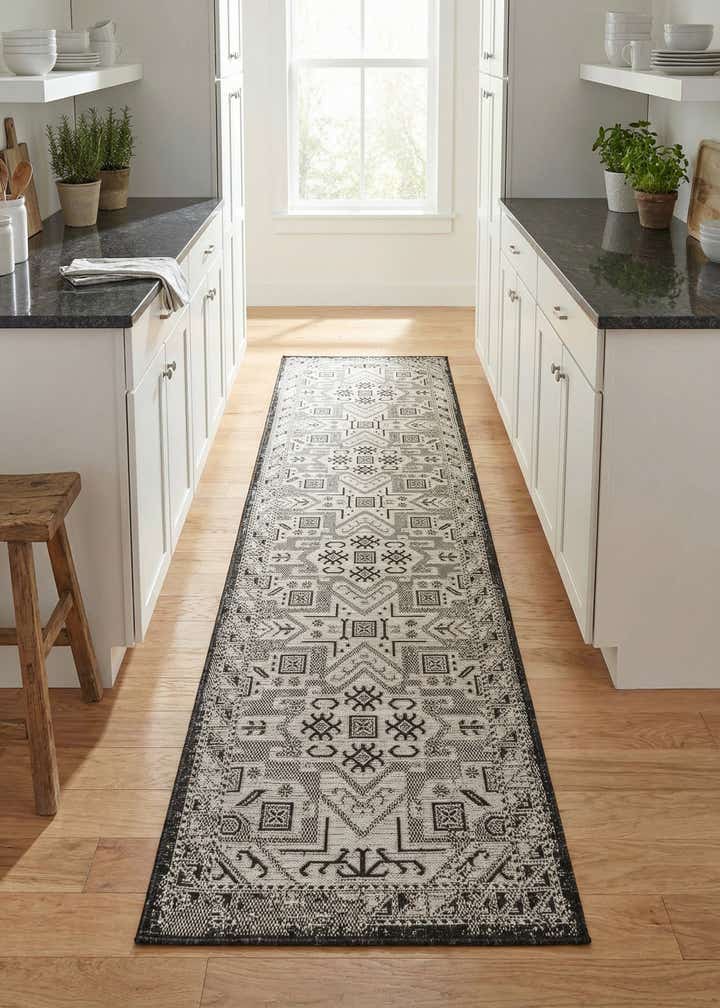 2' 7 x 10' Easy-Clean Aztec Indoor / Outdoor Runner Rug