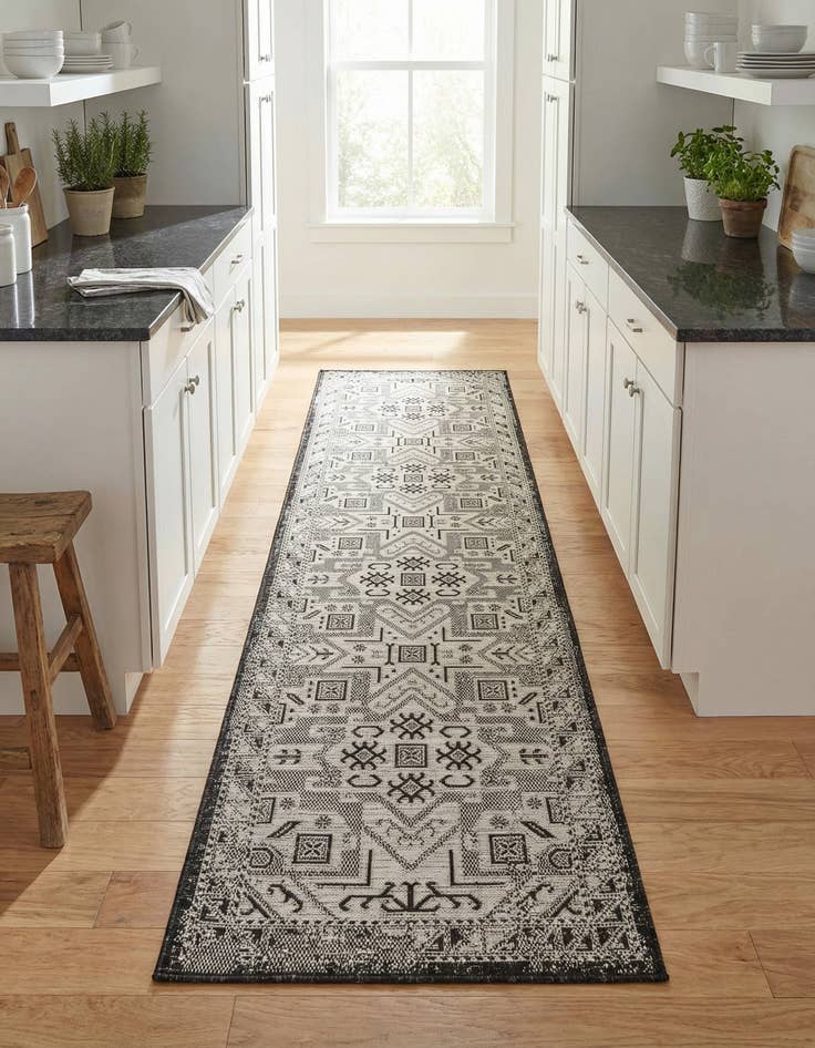 Detail image of 2' 7 x 10'  Washable Aztec Indoor / Outdoor Runner Rug