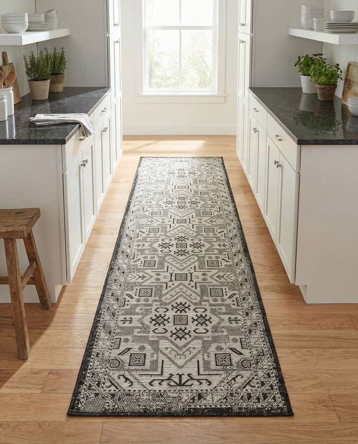 2' 7 x 10' Easy-Clean Aztec Indoor / Outdoor Runner Rug