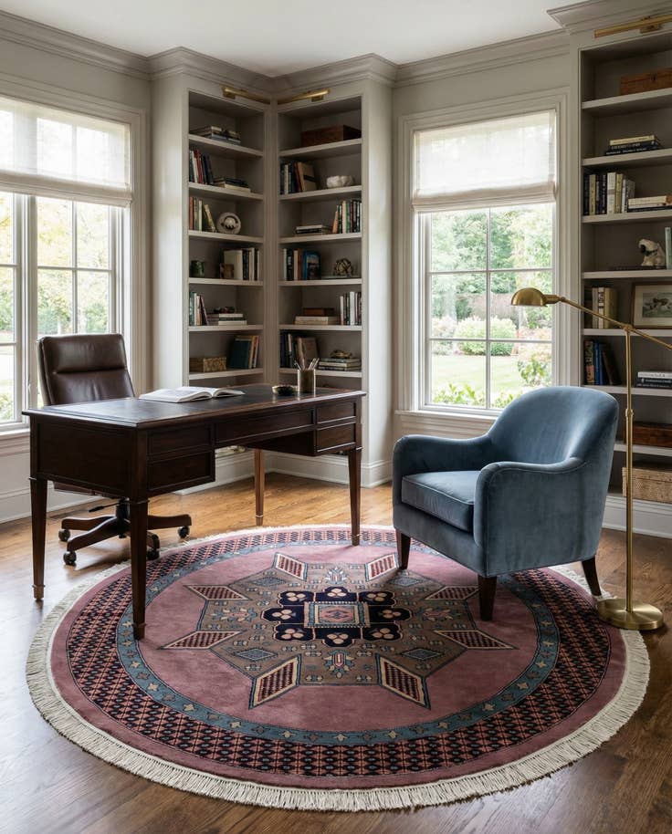 Detail image of 6' x 6' 1 Hand Knotted Bokhara Oriental Wool Round Rug