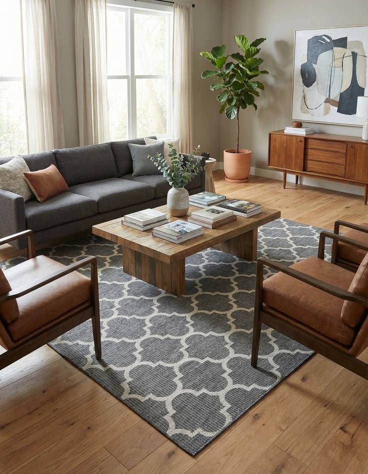 Detail image of  10' 8 x 10' 8  Washable Lattice Indoor / Outdoor Square Rug