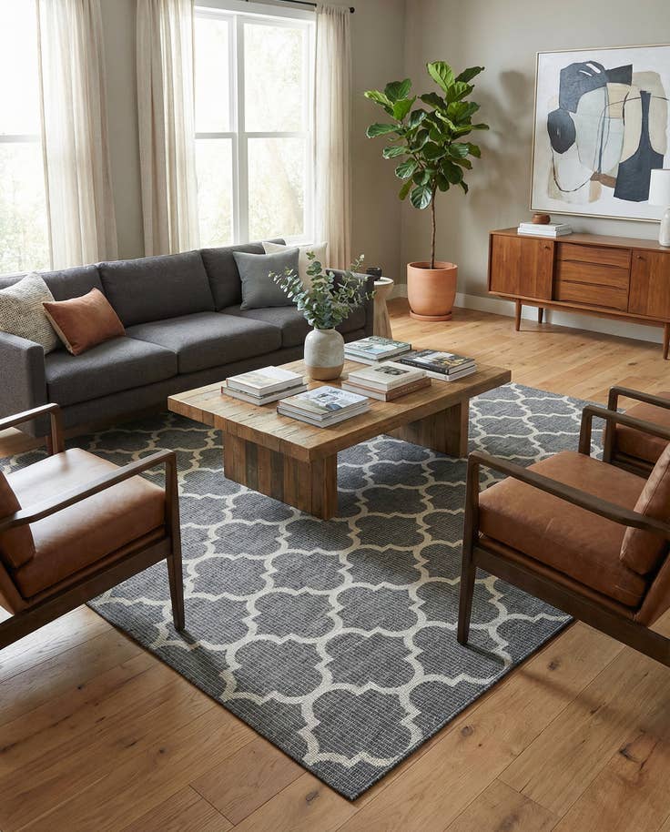 Detail image of 10' 8 x 10' 8 Easy-Clean Lattice Indoor / Outdoor Square Rug