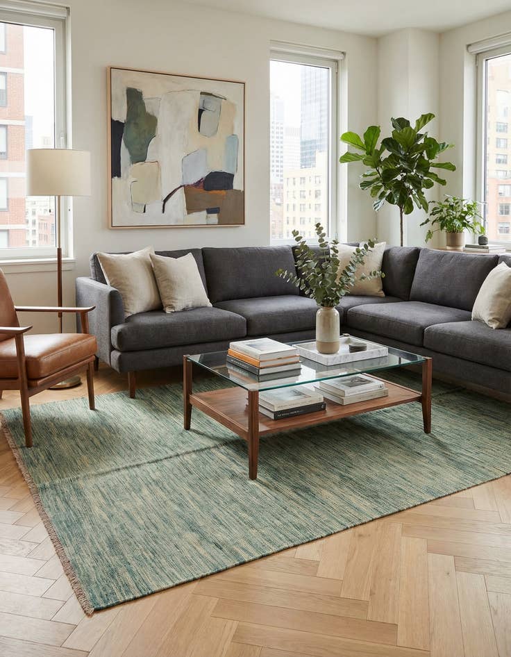 Detail image of 4' 9 x 6' 5  Hand Woven Kilim Modern Wool Rug