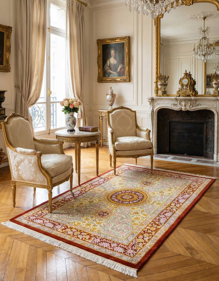 Detail image of 2' 7 x 4' 1 Ghom Silk Rug