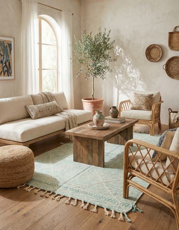 4' 9 x 7' 4 Hand Knotted Moroccan Wool Rug
