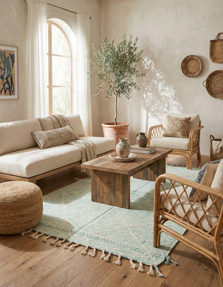 Detail image of 4' 9 x 7' 4 Hand Knotted Moroccan Wool Rug