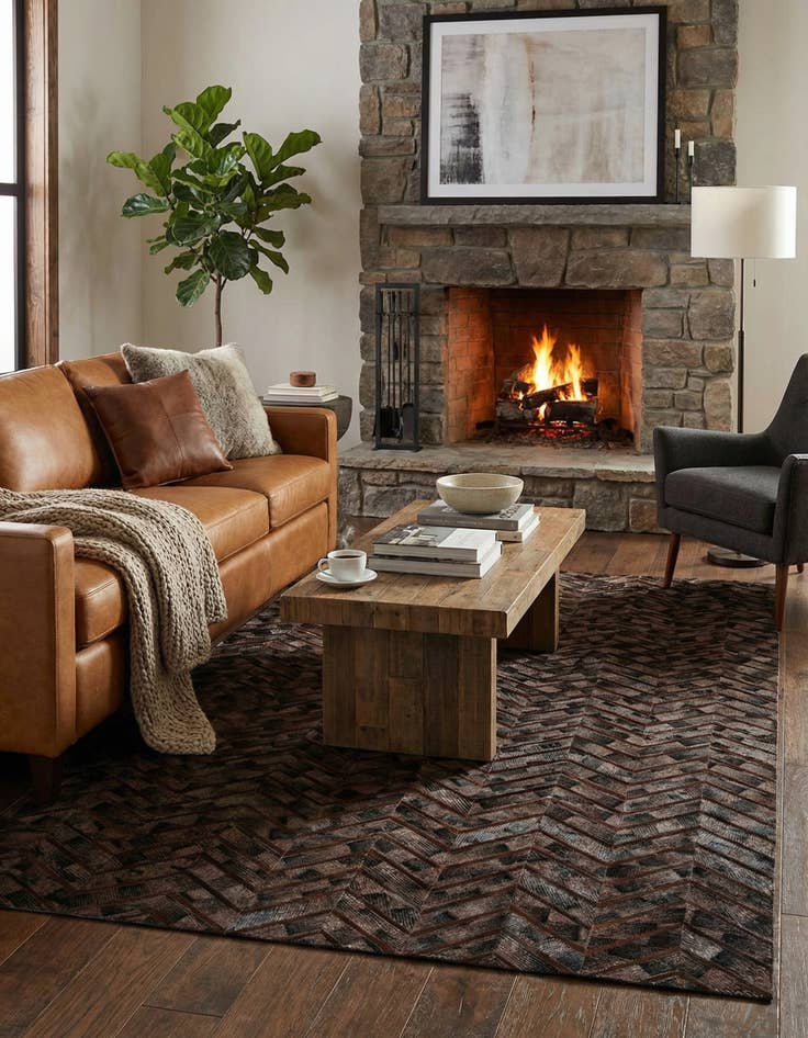 Detail image of  4' 11 x 7' 11 Cowhide - Patchwork Rug