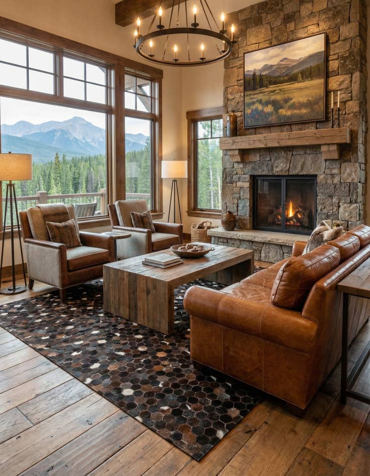 Detail image of 5' 1 x 8' Cowhide Leather Rug