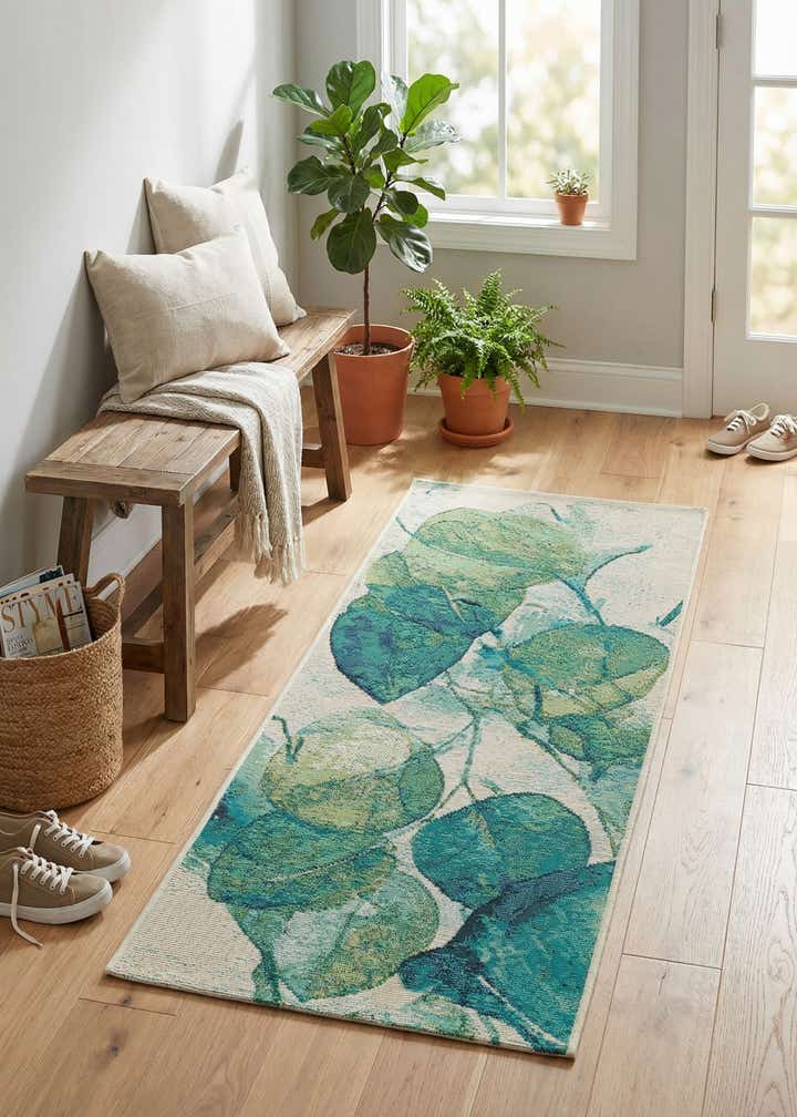 2' x 4' Easy-Clean Botanical Indoor / Outdoor Runner Rug