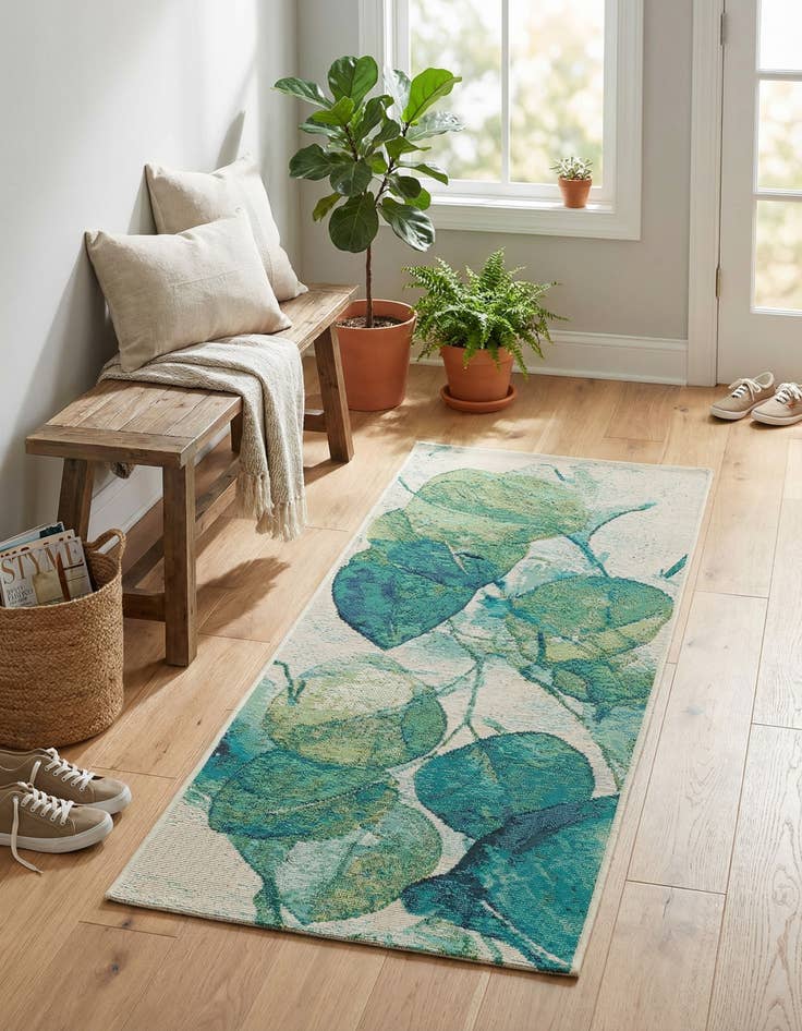 Detail image of  2' x 4'  Washable Botanical Indoor / Outdoor Runner Rug