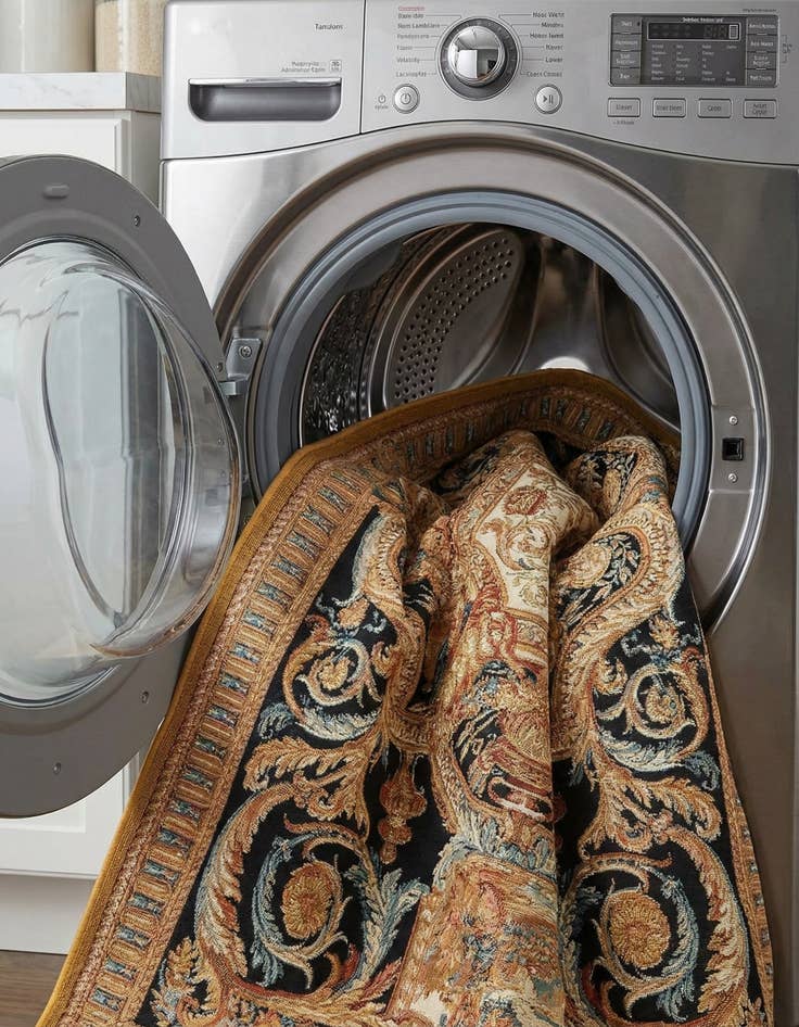 Detail image of 5' 3 x 8'  Washable Traditional Indoor / Outdoor Rug