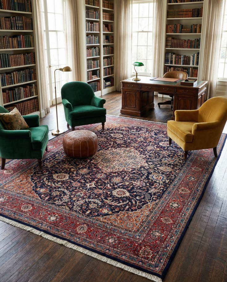 Detail image of 8' 5 x 10' 9 Hand Knotted Farahan Persian Wool Rug
