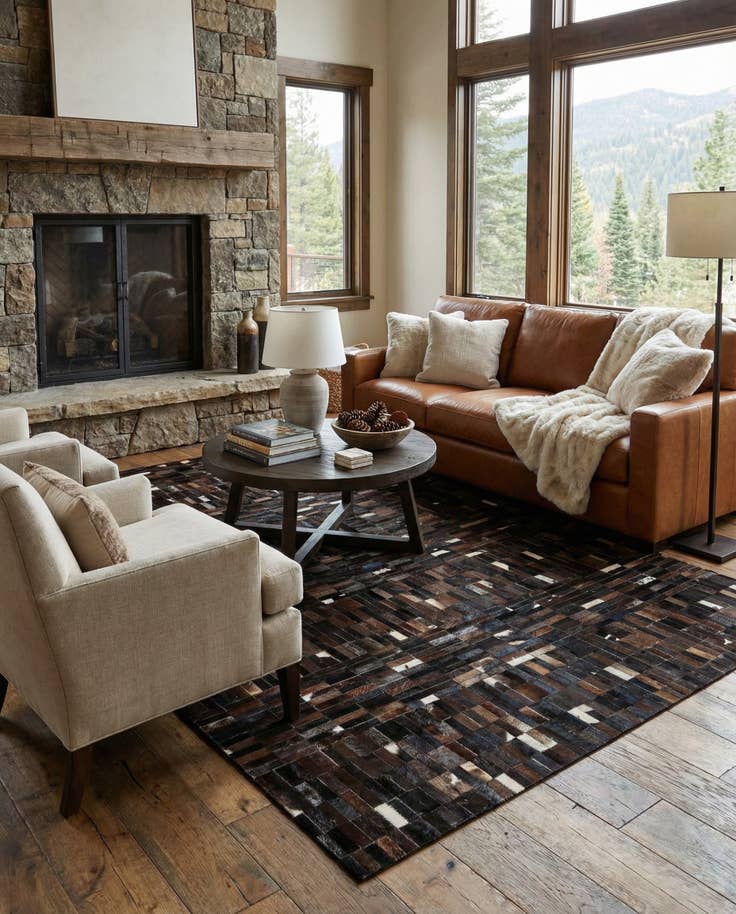 Detail image of 5' x 8' 1 Cowhide - Patchwork Rug